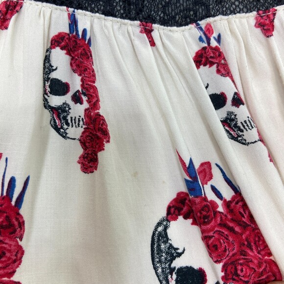 Vintage Royal Bones By Daang Sugar Skull & Rose Lace Shift Dress Size M - Picture 9 of 9